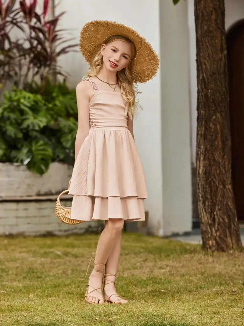 girls summer spaghetti strap dresses flowy tiered ruched - Temu girls summer spaghetti strap dresses flowy tiered ruched - Temu