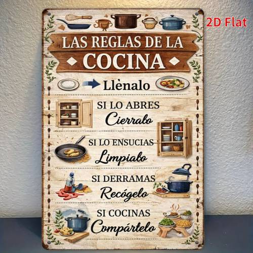 2d flat 2 1pc spanish kitchen rules decorative sign rustic kitchen wall art suitable for farmhouse kitchen decor in homes room decoration 2d flat