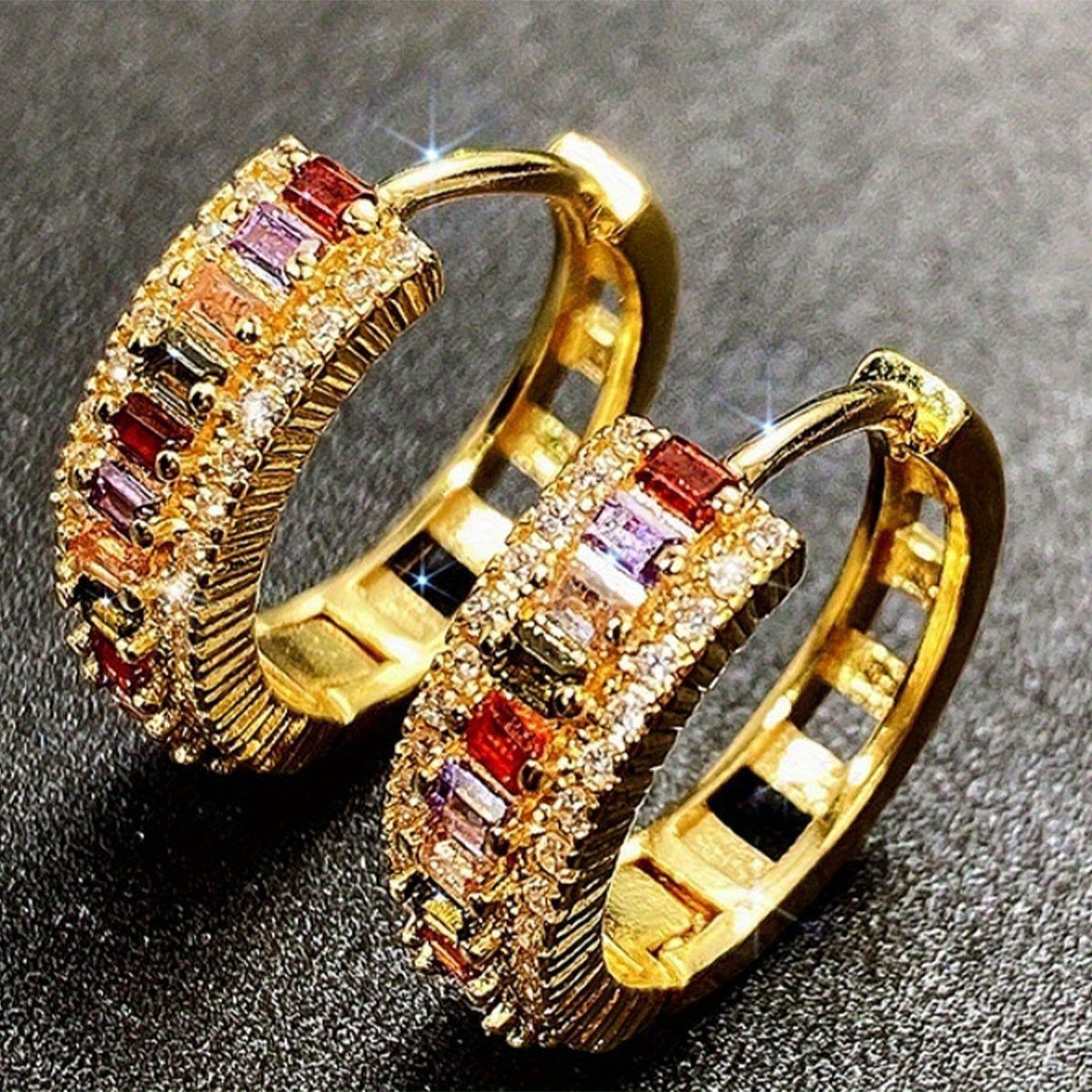 

Elegant And Luxurious Zirconia Decor Hoop Earrings For Women, For Wedding Parties Banquet Wearing