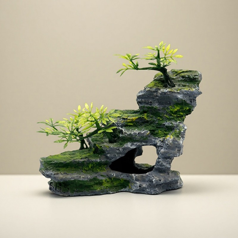 TEMU Aquarium Mountain Landscape Decoration &ndash; Safe And Rocks, Natural Landscape Design, Quick Setup For Freshwater And Saltwater Aquariums, Realistic Rock , Durable Aquarium Ornament