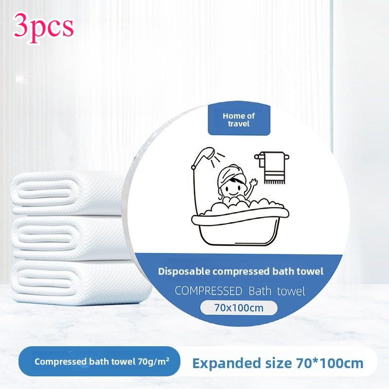 item picture 3pcs disposable compressed towel bath towel travel pack super absorbent individually wrapped portable and hygienic suitable for travel hotels motels   etc