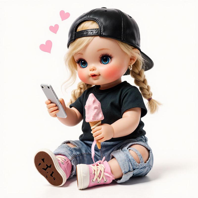 TEMU 1 Adorable Vinyl Sticker Of A Blonde Doll Featuring Braids, A Black , A T-shirt, And Distressed Denim Shorts - Perfect For Sticking On Cars, Trucks, And Bumpers