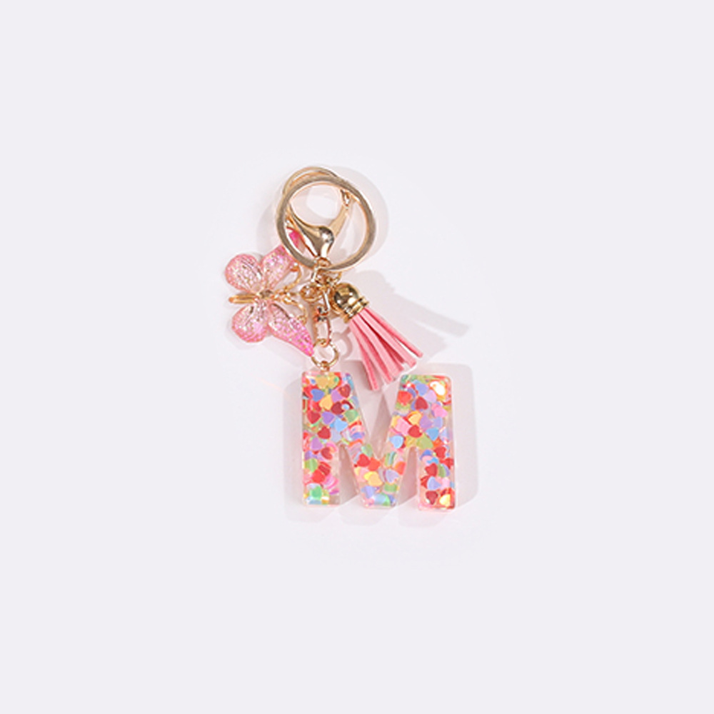 TEMU A Lady's Letter Keychain With A Lobster Clasp Design Featuring A Light Pink And Charm, Suitable As A Valentine's Day Or Birthday Gift, Or For