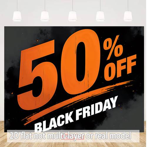 piatto 2d, 1 pz striscione 2d con telo di sfondo in poliestere multimisura, una per il black friday con unofferta di del 50%. tessuti antirughe e resistenti allusura adatti per soggiorni, camere da letto, , feste allaperto e regali per le feste, senza elettricità, con