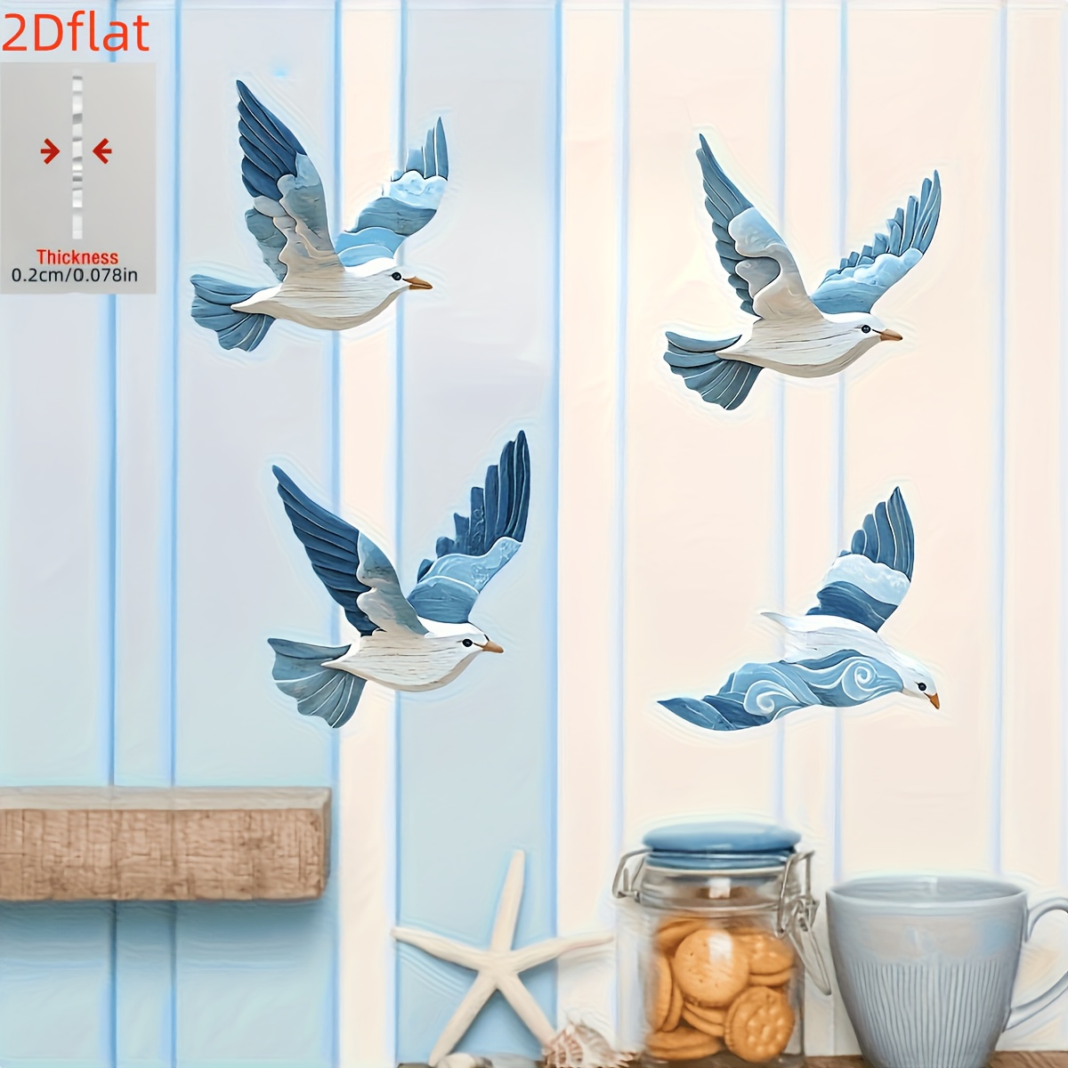 TEMU 2d Flat, 4pcs New Acrylic Creative Decor Set, Suitable For Outdoor Garden Fences, Living Room Bedroom Decoration And Wedding Arrangements,