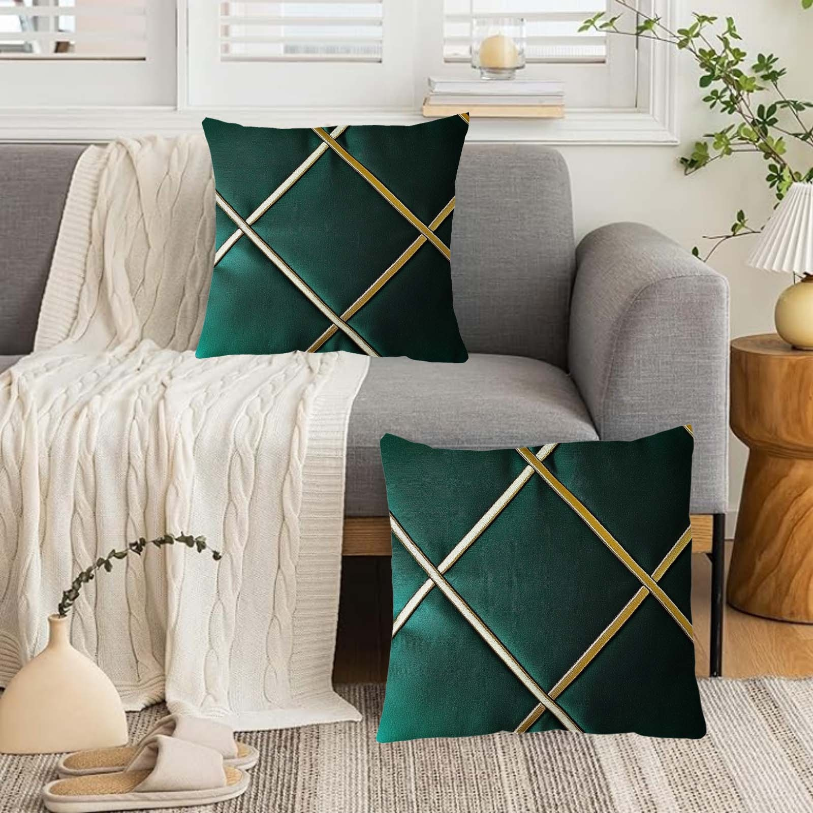 Room Decor Emerald Green Couch Pillows PAVILIA Emerald Green Throw