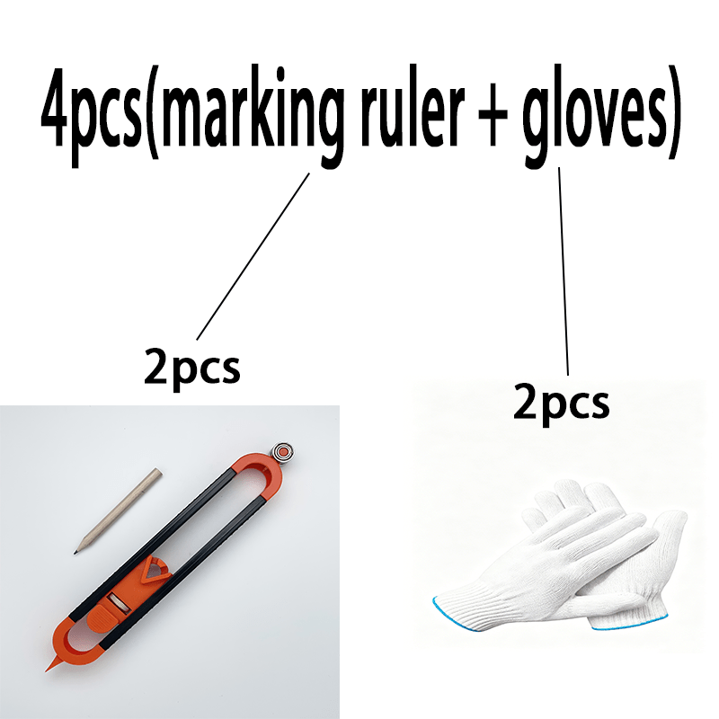 TEMU 4pcs Règle de et Gants, Jauge de Contour Profil de Traçage avec Verrouillage, Dupliquateur de de Irrégulière Réglable, Jauge de Mesure, Outil de