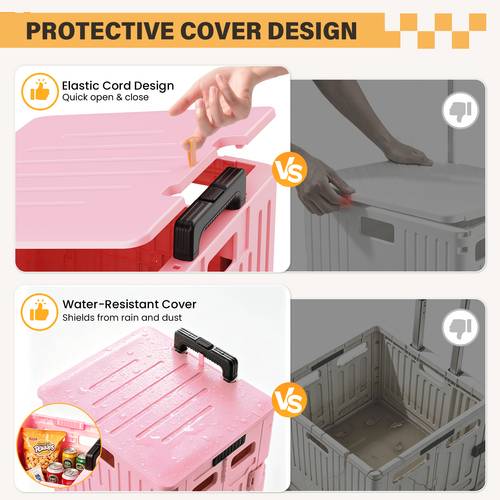 folding utility cart portable rolling crate handcart shopping trolley collapsible tool box with lid rotate wheels for grocery shopping office teacher camp