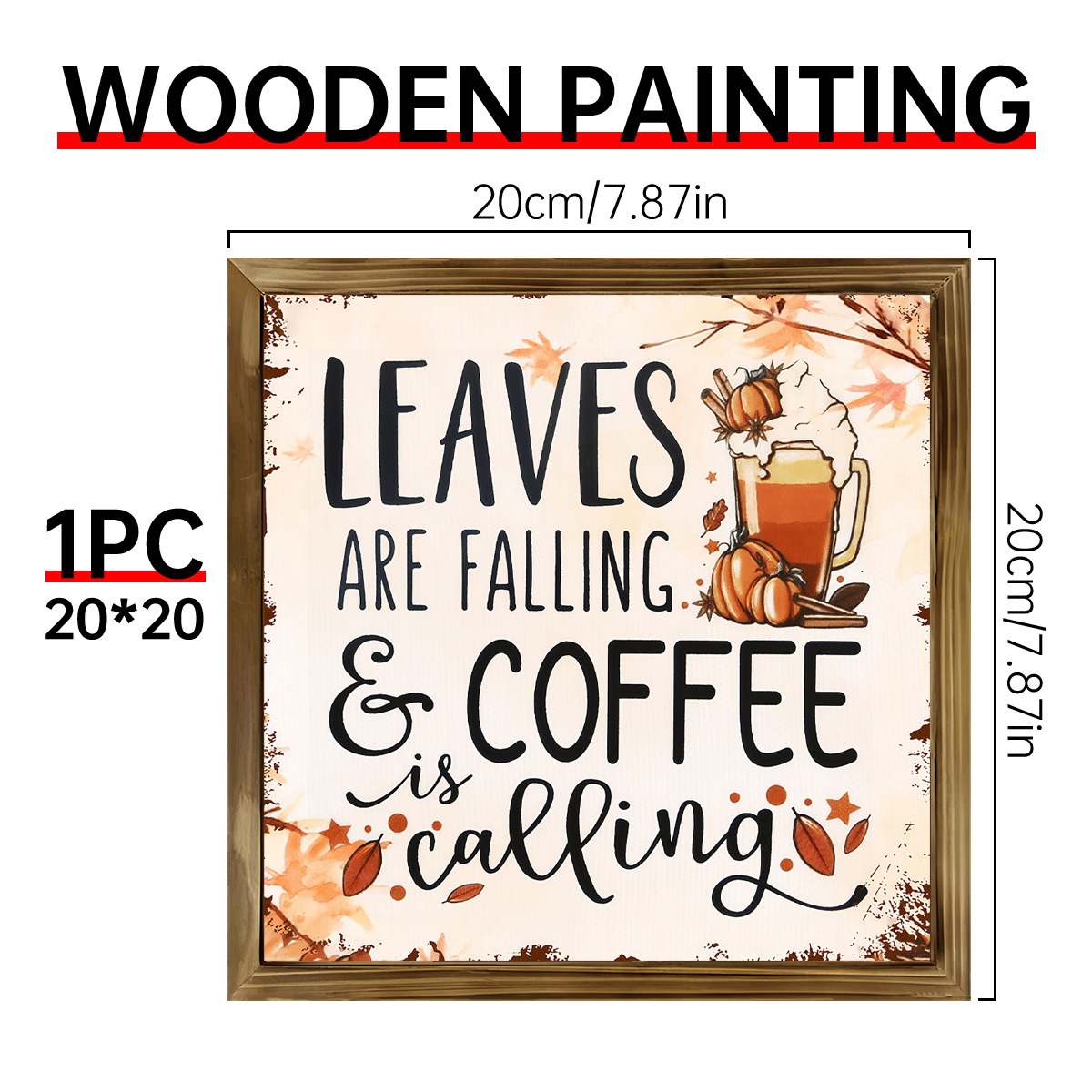 TEMU 2d Flat, 1pc 2d Flat Autumn Rustic Wooden Sign - Leaves & Coffee Fall Decor For Cozy Kitchen, Farmhouse Wall Art For , Fall Coffee Bar Decor For