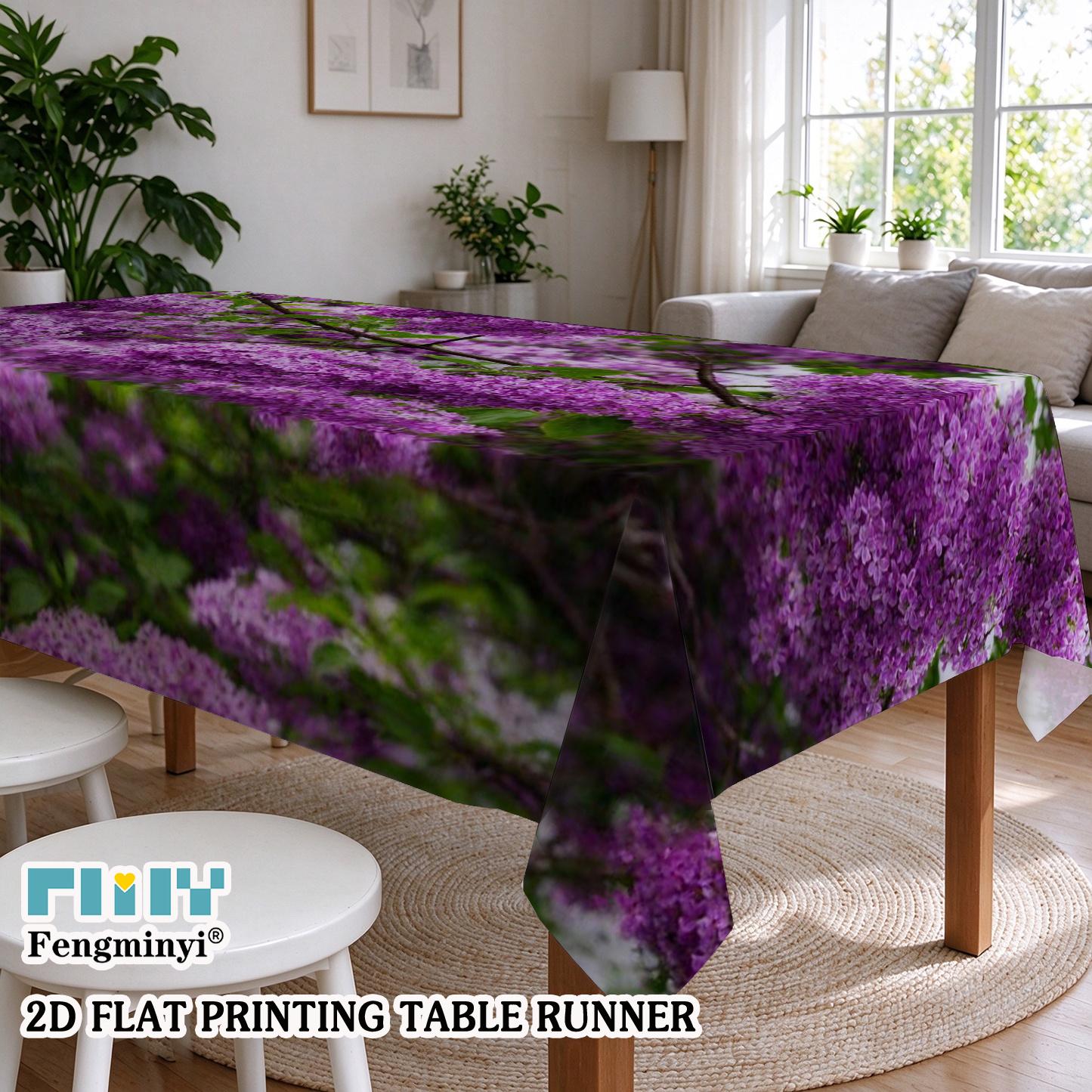2d flat tablecloth 1pc   floral pattern purple hyacinth   perfect for home decor kitchen dining parties festive events indoor and outdoor use celebrations multiple sizes   for tablecloth fabric decor