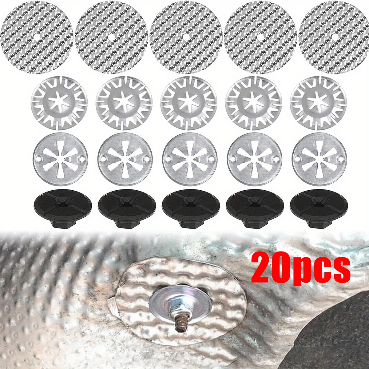 Image of 20pcs Set Of Clamping Discs, Heat Protection Plates, Heat Protection Plate Repair Kits, Wheel Housing Additions, Plastic Nuts, Suitable For For N90335004