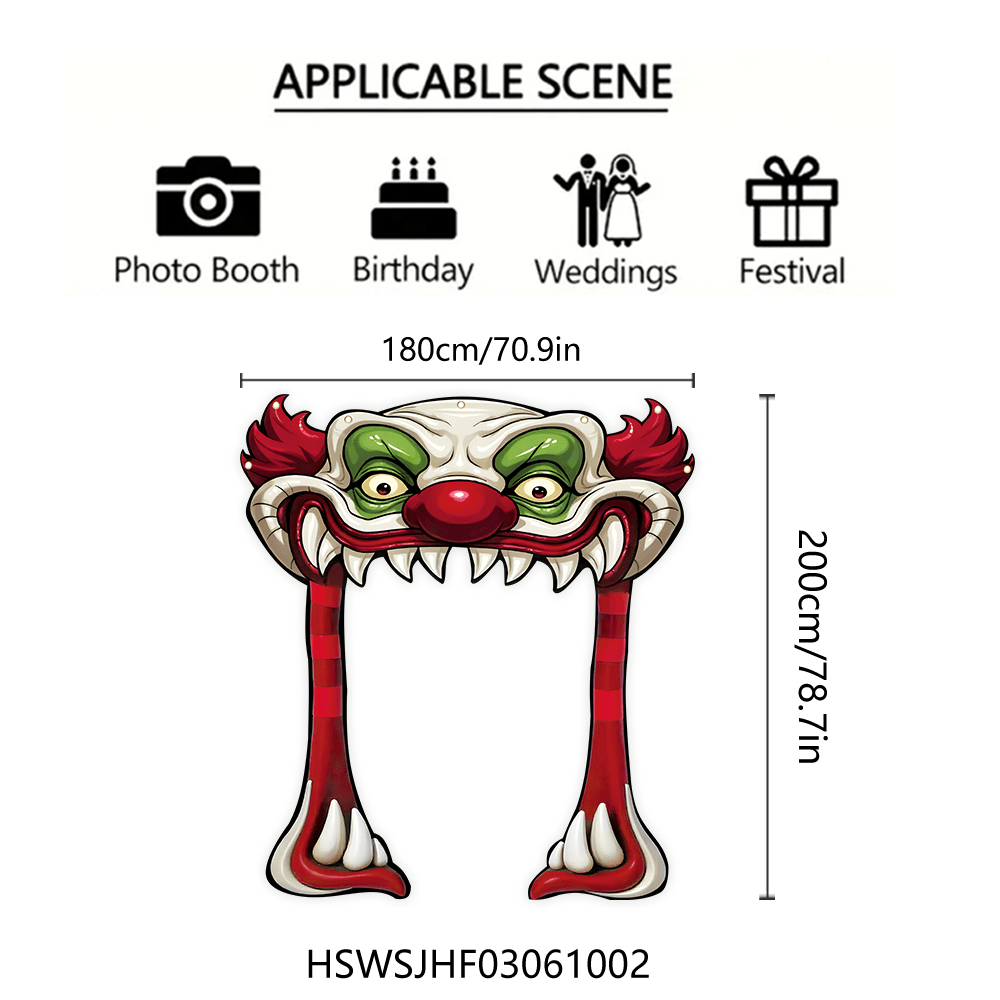 Image of 1pc, 2d Halloween Door Decoration, Polyester Material, 70.9in X 78.7in, Halloween Decoration, Suitable For "trick Or Treat", Vampire Circus Games And Photo Props, Halloween Theme Design Flag