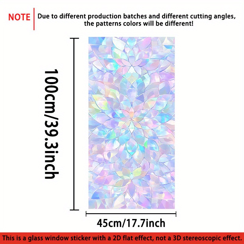 TEMU 1pc Elegant Floral Pattern Static Cling Window Film, Pvc Privacy Decorative Glass Sticker, 17.7x39.3 Inches, For Home, Kitchen, Bathroom,