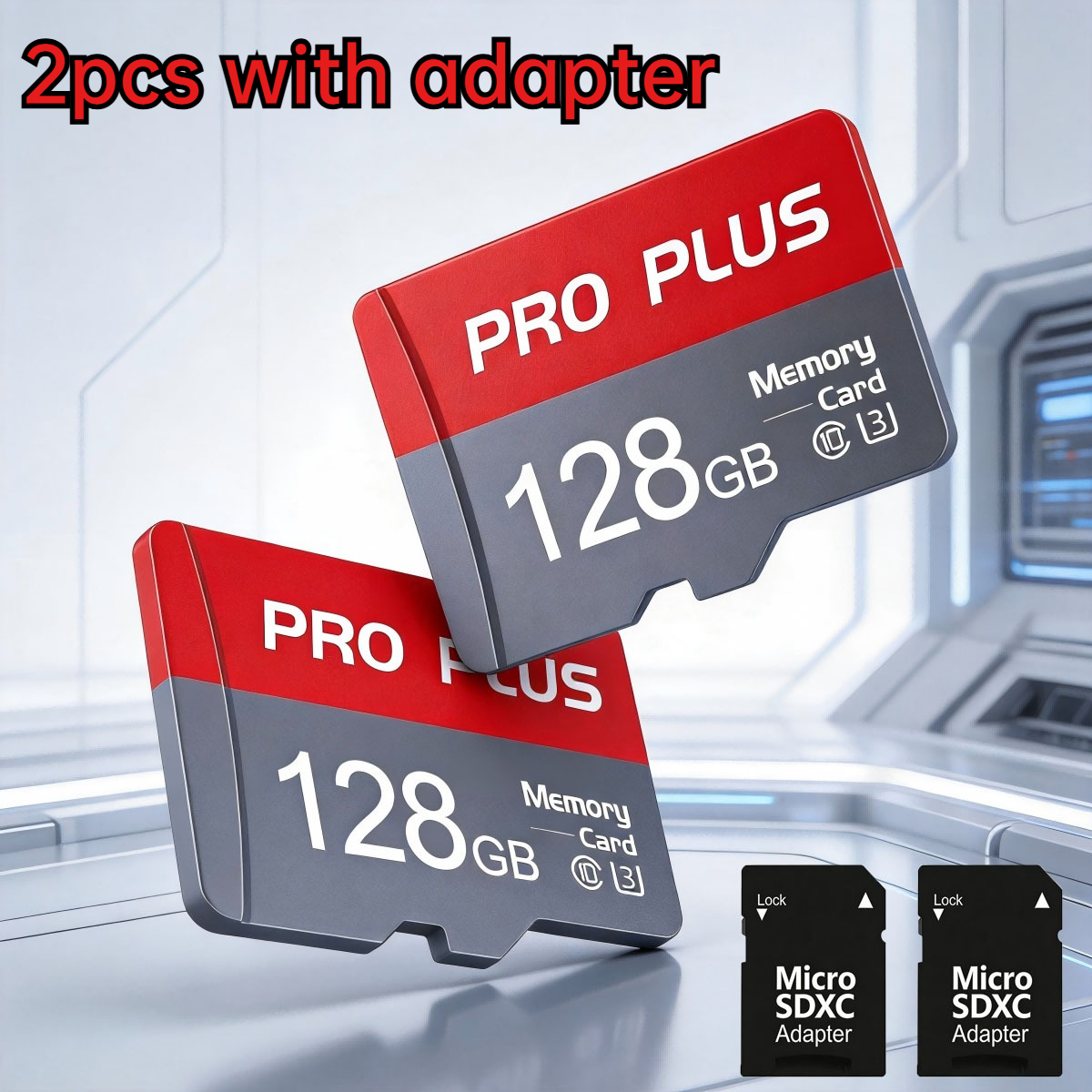 TEMU 2-pack Of 128gb Memory Card Set, Including 2 Adapters And 5 128gb Memory Cards. Supports Memory Cards, Using U3 C10 A1 Standard Tf Card,