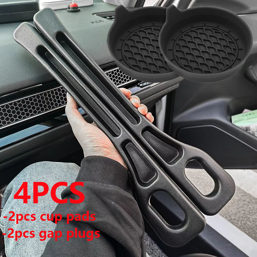 Image of 4pcs Car Seat Filler Car Cup Holder Coasters, Dual Slot Design, Car Interior Additions, Phone And Key Storage Box, Car Slot Pad, Seat Fillers