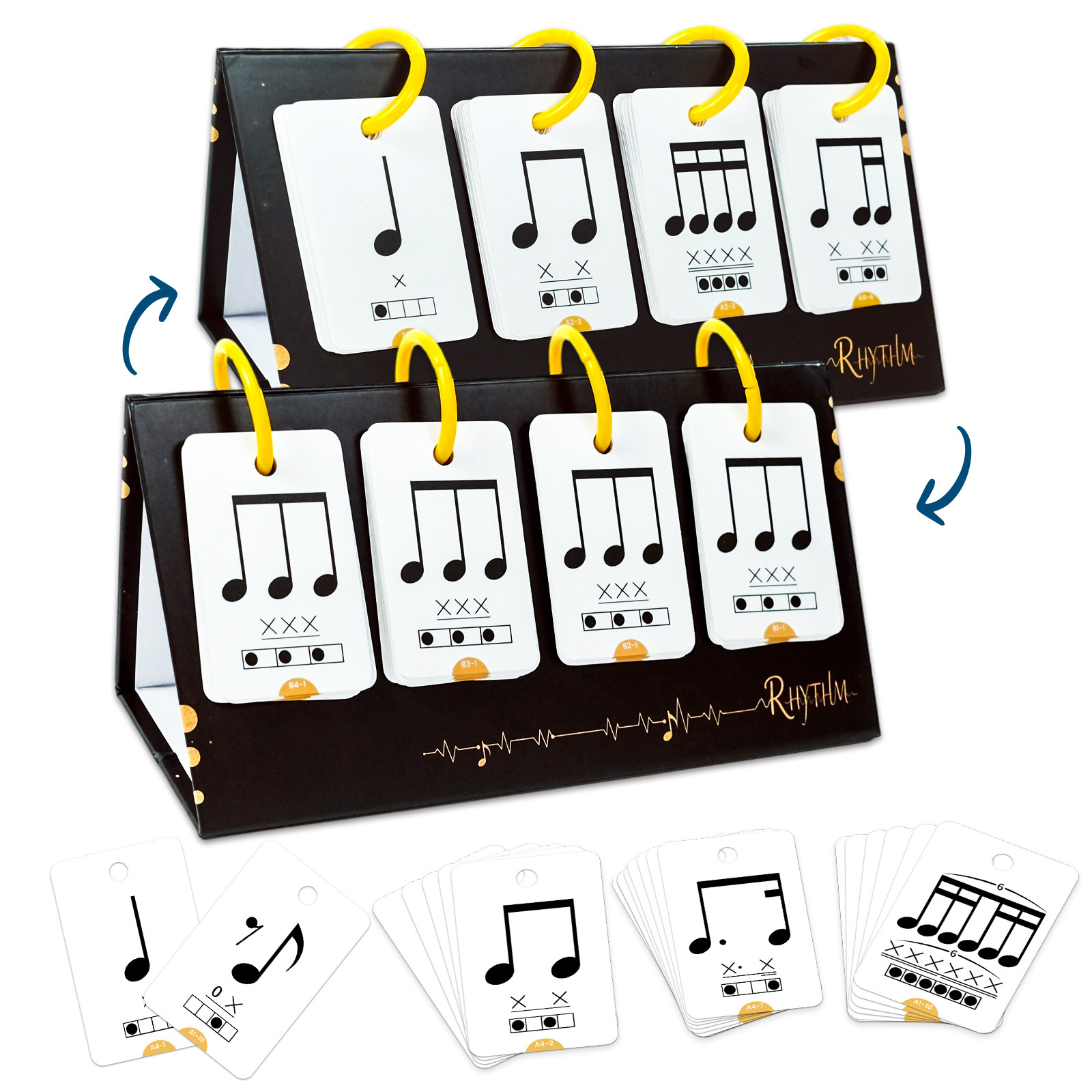 E-shop 75 interaktive Rhythmus-Übungs-Flipchart-Karten, Musiknotenwert-Karten für die Musikunterricht in der Grundschule, tragbare