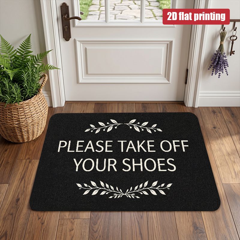 TEMU [2d Flat] 1pc Non-slip Indoor/outdoor Doormat, Machine Washable Welcome Mat Foot Mat, Flannel Material With Thickened Plush Pile - Sponge