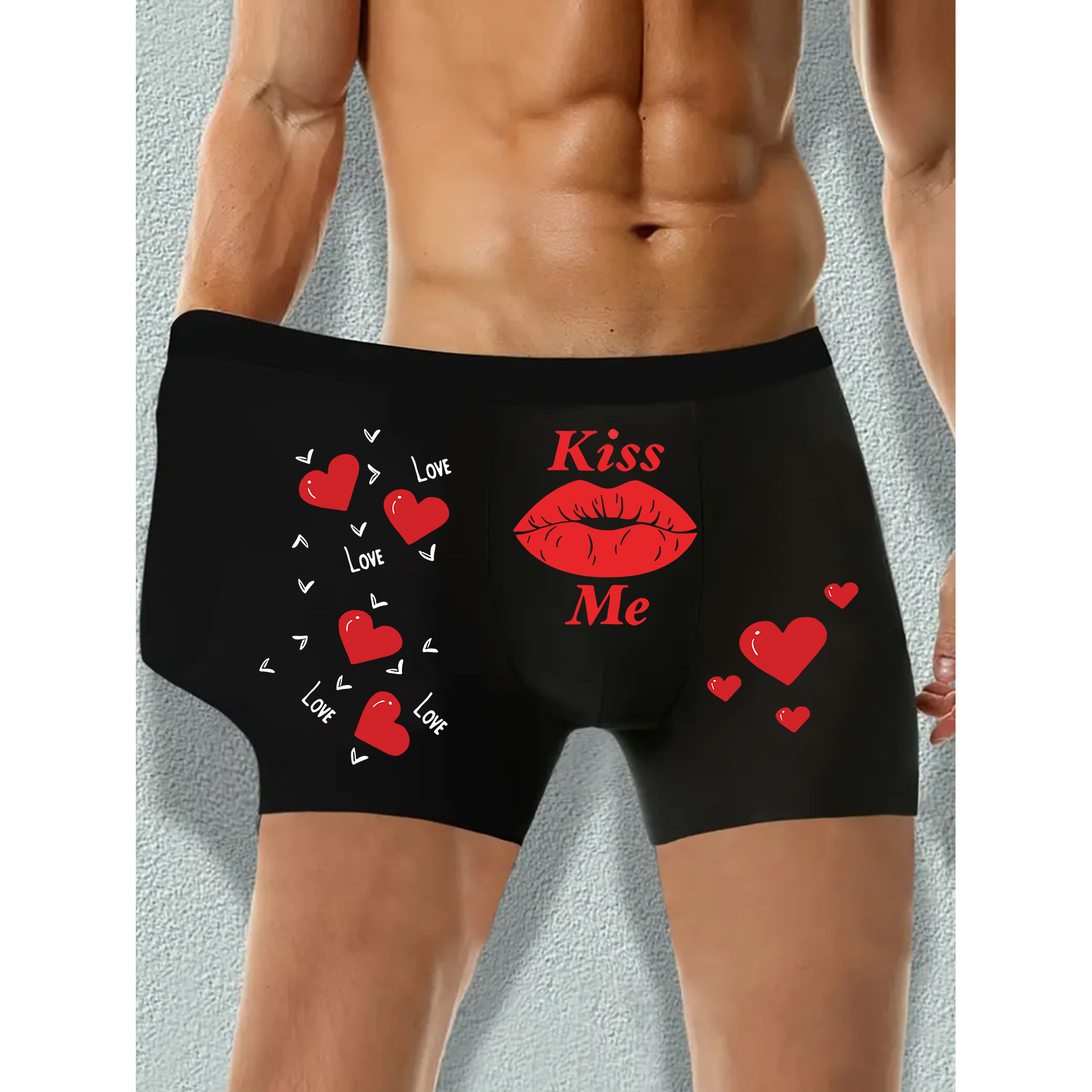 

Men's "i Love You, My Girlfriend" Boxer Briefs - Ultra-comfortable, High-elasticity, Breathable, Thin Casual Underwear With And Lips Design, Perfect Casual Attire Or Valentine's Day Gift