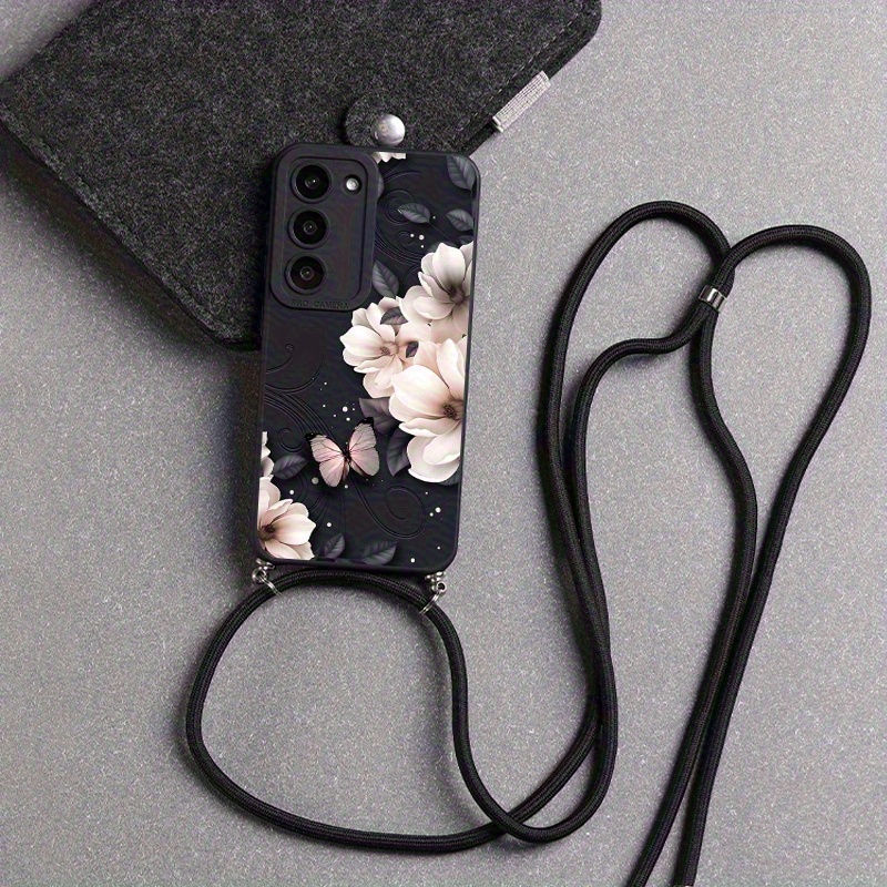 TEMU For White Floral Series With Diagonal Strap, Compatible With A54, A52 Soft Case, A13 , Full Coverage For S24, S20fe/s21/s22/s22 Ultra, Suitable