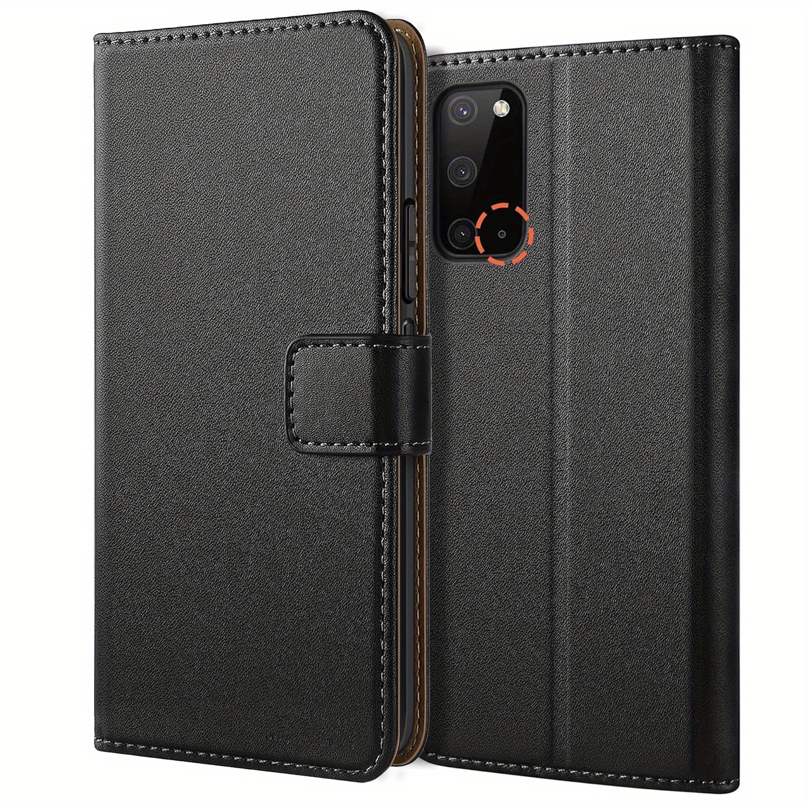 TEMU Phone Case: For Galaxy S20 Wallet Case With Kickstand Black Faux Leather Flip Protective Phone Case Cover