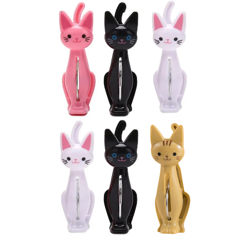 Image of 6 10 Cat-shaped Clothespins, Kitchen Storage Clips, Stationery Clips, Beach Towel Clips, Clothes Pins