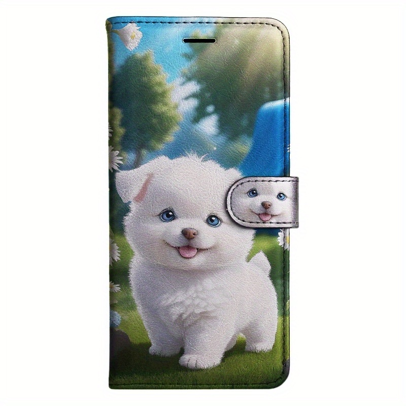 TEMU Pomeranian Magnetic Flip Wallet Case Featuring A Card Holder Stand For Redmi Models Including 10x, 9, 9at, 9i, 9c, 10a, 12, 10c, K50i, K50, 12c,