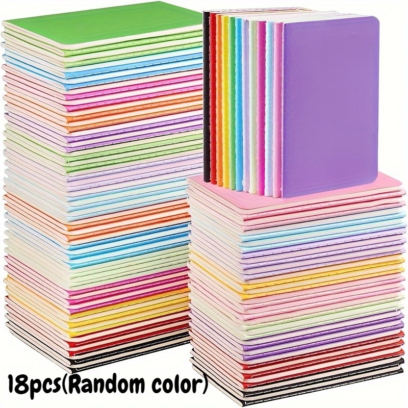 18pcs Random Color Pocket Notebook With Small Tape 18-pack Notes Bulk Diary Set