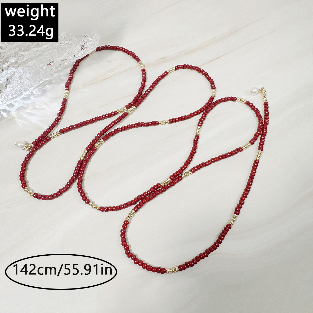 Unique Retro Round Rice Bead Y-Shaped Long Necklace