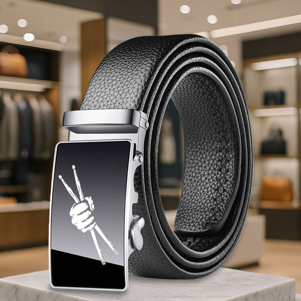 TEMU 1pc Fashionable Exquisite Trendy Men's Novelty Belt, Drumstick Black And White Easy Printed Design, Exquisite Style Unisex For Men And Women, ,