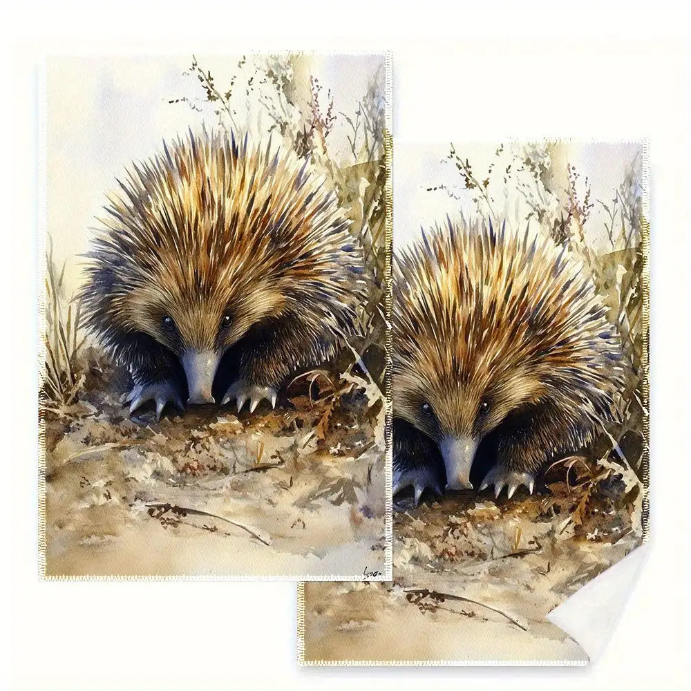 TEMU Of 2 Vintage Australian Giraffe Watercolor Kitchen Towels - 16x24 Inches Dishcloths, Durable Polyester Tea Towels, Suitable For Cooking, Baking,