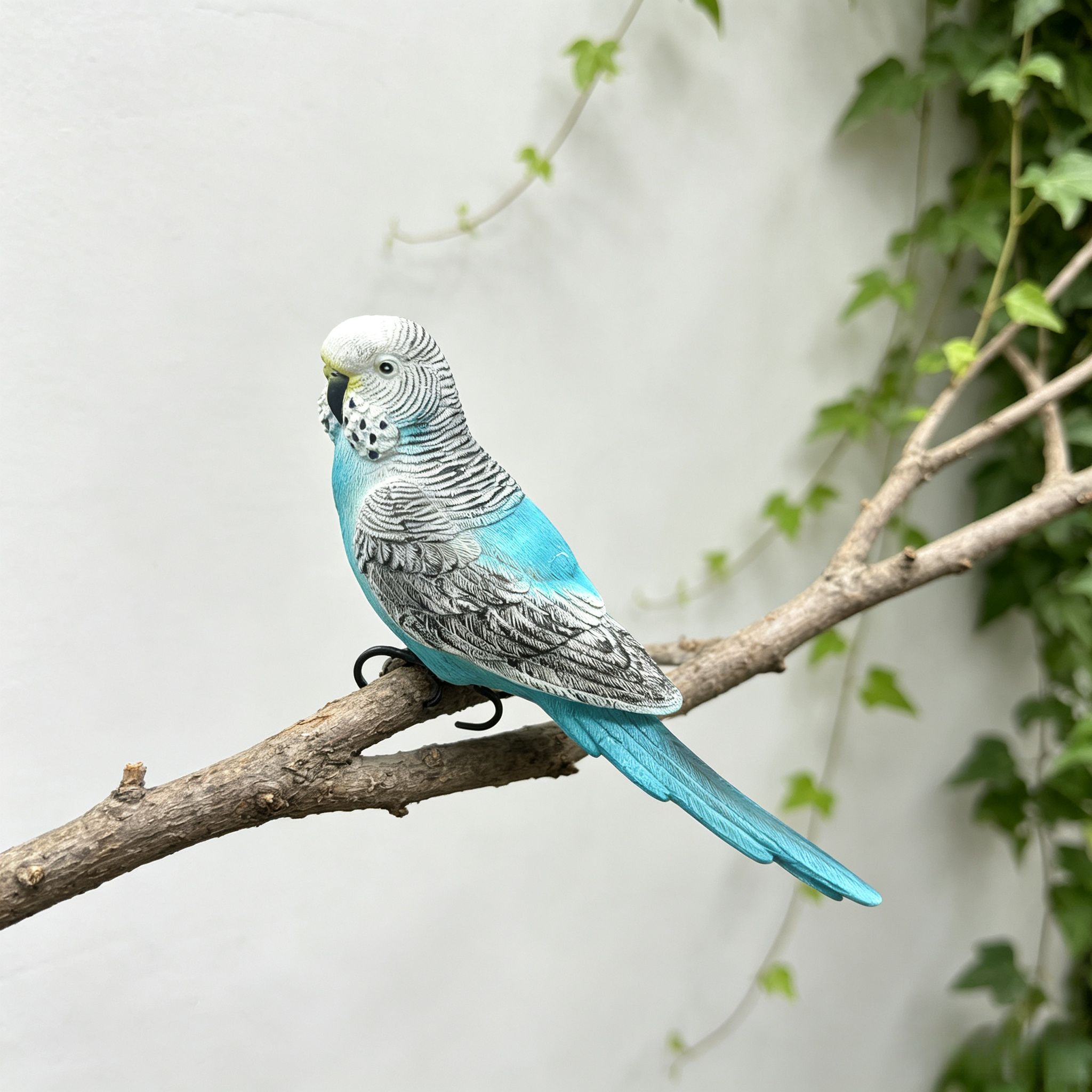 TEMU Statue miniature de perroquet en résine avec peau de tigre bleue réaliste, statue d'oiseau réaliste avec à crochet, décoration de jardin,