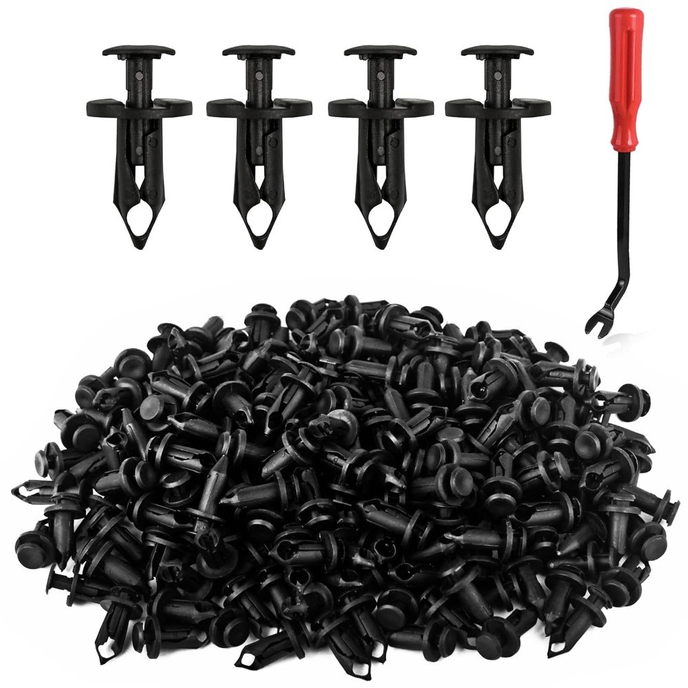 TEMU 150pcs 8mm Push-in Retainer Rivet Clip Kit, Includes 1 Removal Pry Tool, Nylon Plastic Fender Body Fastener Pins For Utv, Atv, Sxs, And
