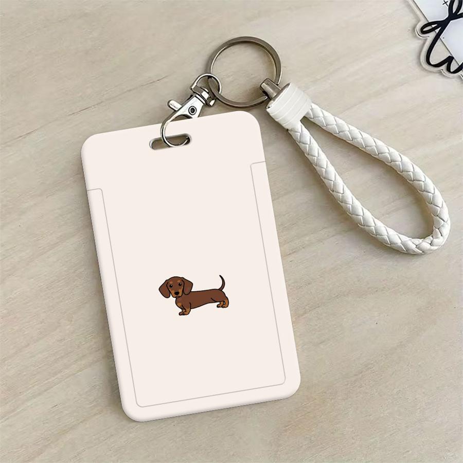 TEMU Porte-cartes rétractable 2D créatif et Teckel 1 pièce, étui pour carte de crédit, carte d'identité bancaire, badge, bus pour enfant avec lanière