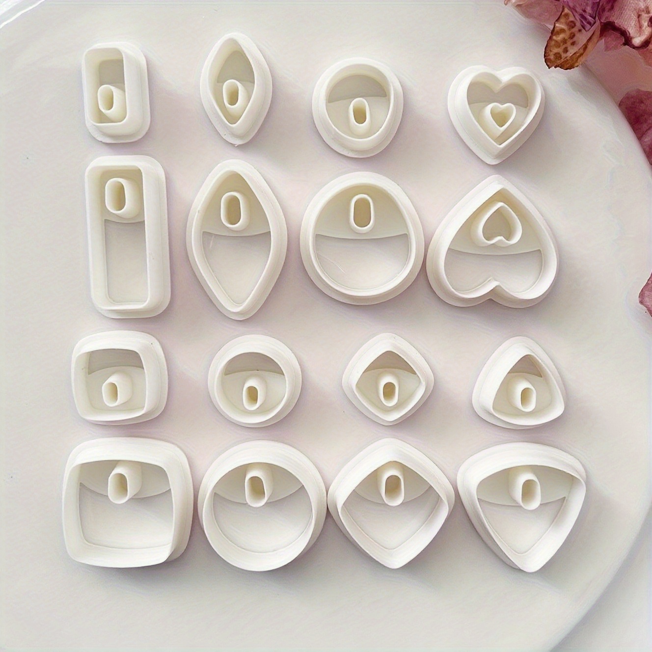 TEMU 16pcs Geometric Shape Polymer Clay Molds Polymer Clay Cutters, Clay Earring Cutter For Polymer Clay Jewelry Making, Polymer Clay Stud Earring