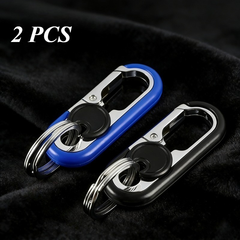 TEMU 2pcs Easy Metal Car Key Ring, Men Waist , Elegant (blue, Black, Red Combo)