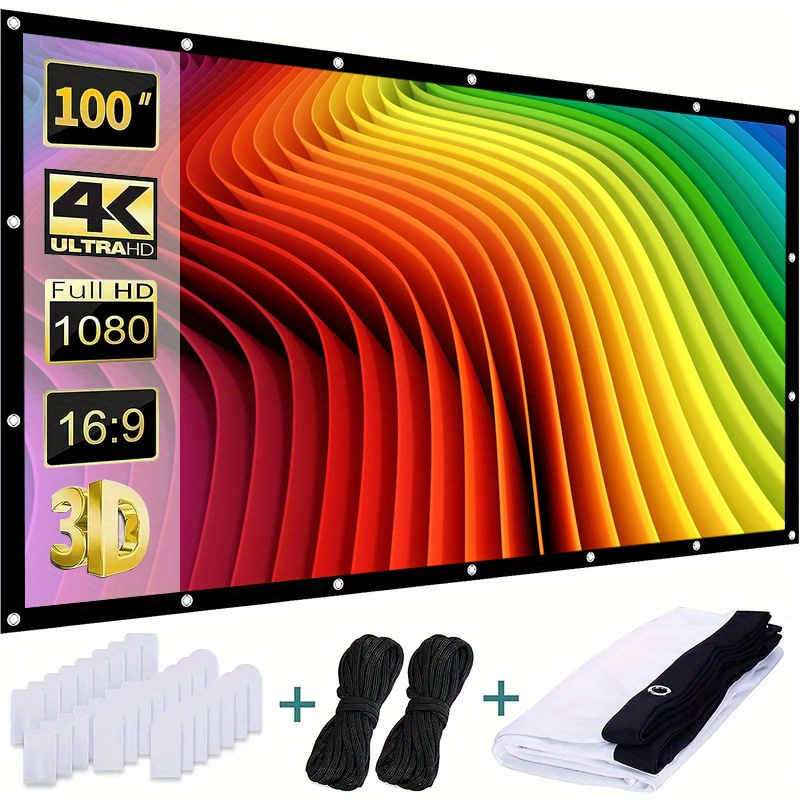 

60-120 "portable Foldable Hd Anti-wrinkle Projection Screen, Movie Projection Screen 16:9 Indoor And Outdoor Projection Double-sided Video Projection Screen For Home Theater, Parties, Offices, Classro