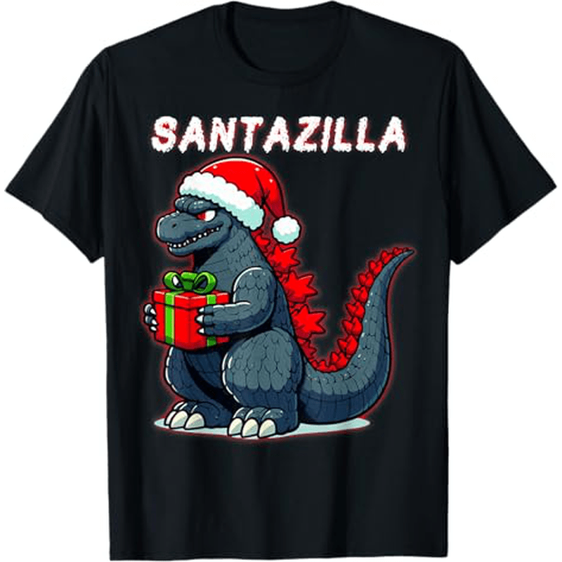 

Santazilla Monster Christmas Tee - 100% Cotton, Gift For , S-xxxl, Black, Best For Christmas