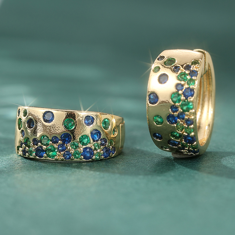 Women's Plated Bohemian Hoop Earrings with Studs