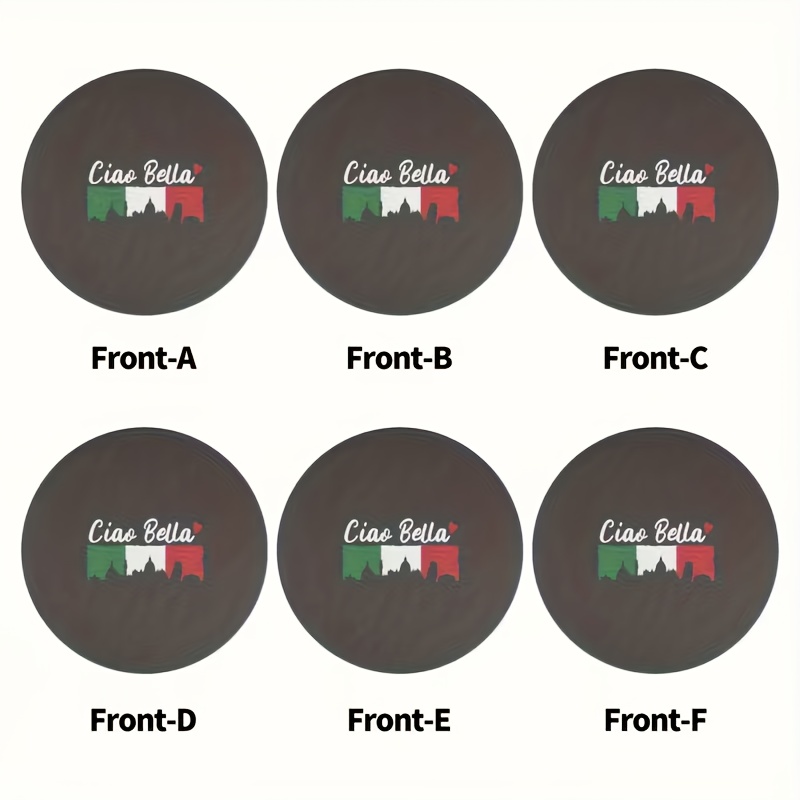 TEMU Set Of 6 Italian-themed Bella Wooden Coasters - Non-slip And Heat-resistant Table Mats, Ideal For Water Bottles And More - A For Home, Office,