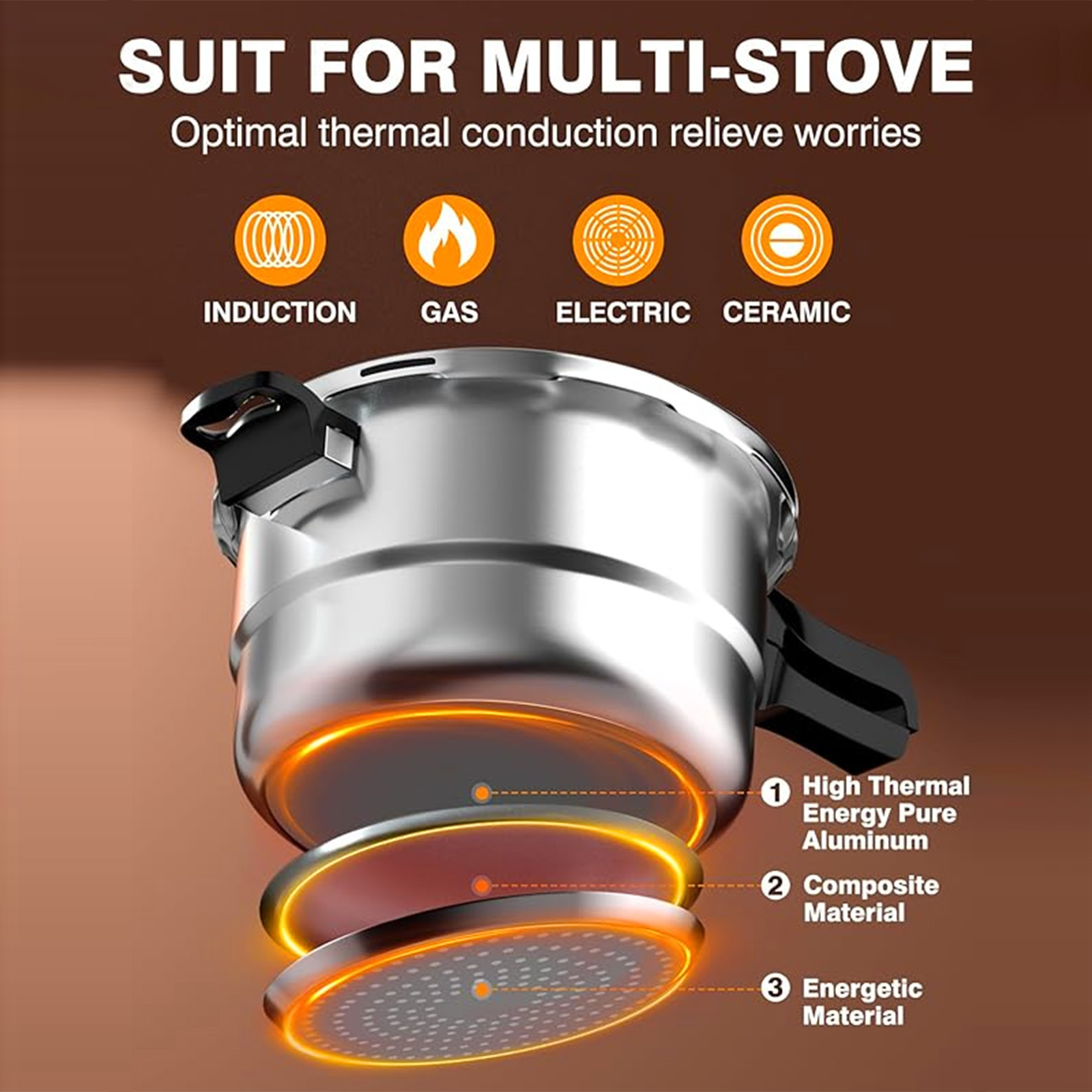 1pc aluminum quick cooking   and   suitable for   and soups   with a lid and steaming rack   holiday gifts such as christmas halloween etc suitable for induction cookers and gas stoves Product details 3