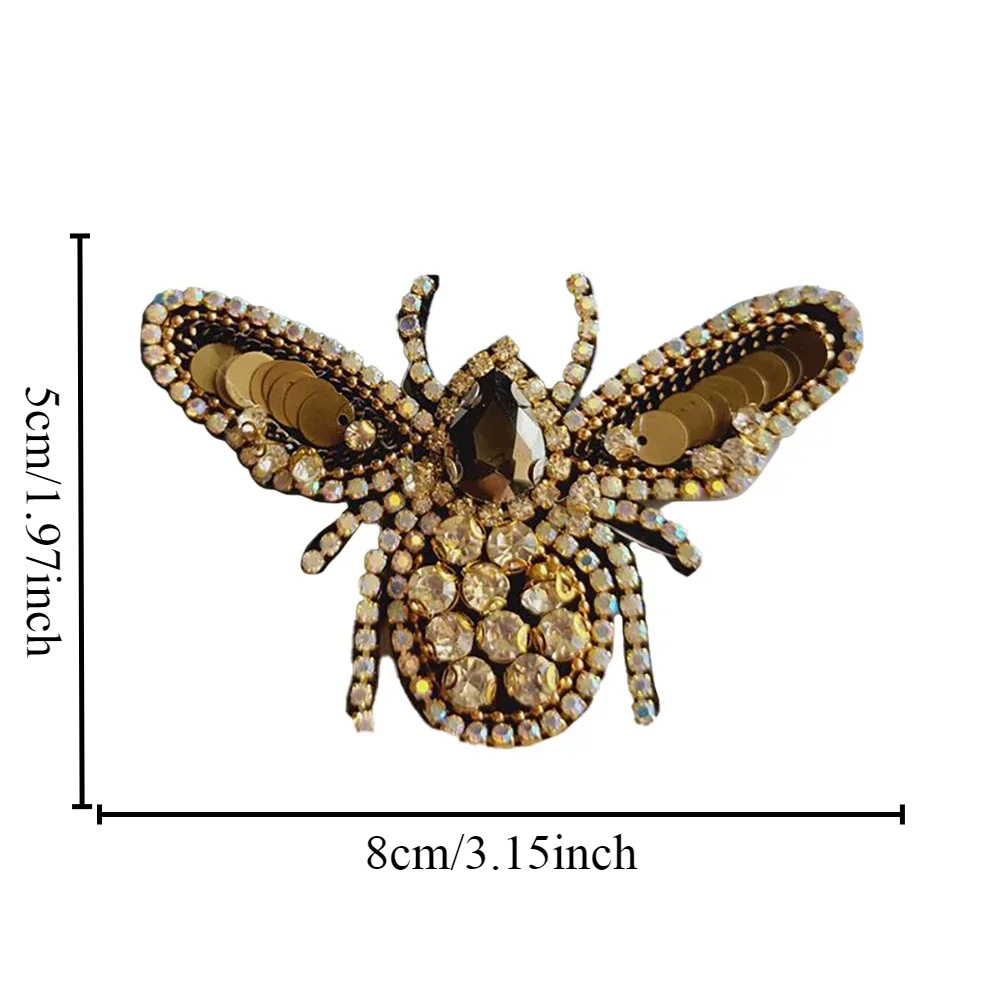 Temu Ab Colorful Diamond Bee Beaded Patches For Sewing On Clothes, Cute Rhinestone Decorative Applique-image