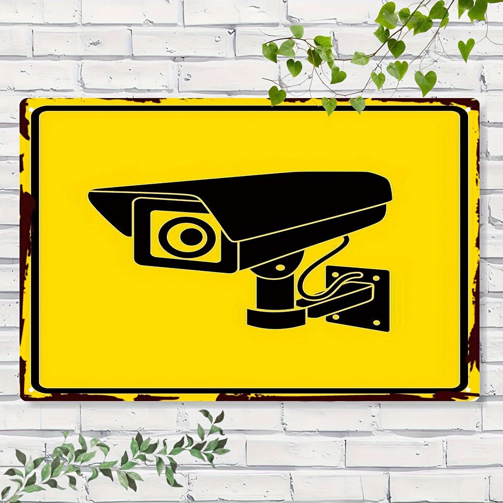 TEMU 2d Flat, 1pc Camera Sign - Traditional Wall-mounted Decorative Sign With High-contrast Design, For Public Spaces, Entrances, Malls - No