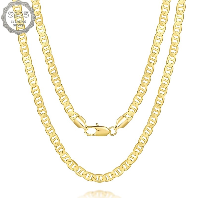 TEMU 925 925 Silvery Plated Chain Necklace For Men Women, Vintage Sailor Jewelry, Unisex Chain For Daily Party, Great Birthday Christmas Anniversary