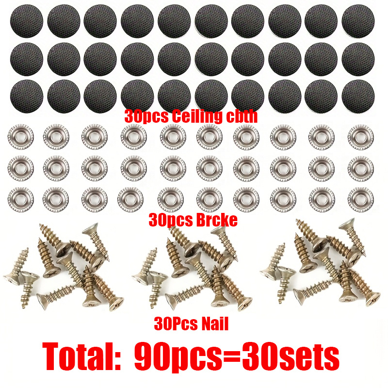 TEMU 90pcs 30-set Car Roof Clip Repair Kit, Fastener, No Glue Needed, Reinforced With Nylon Lining, For Car Roof Repair, Fixing Cap Repair Set