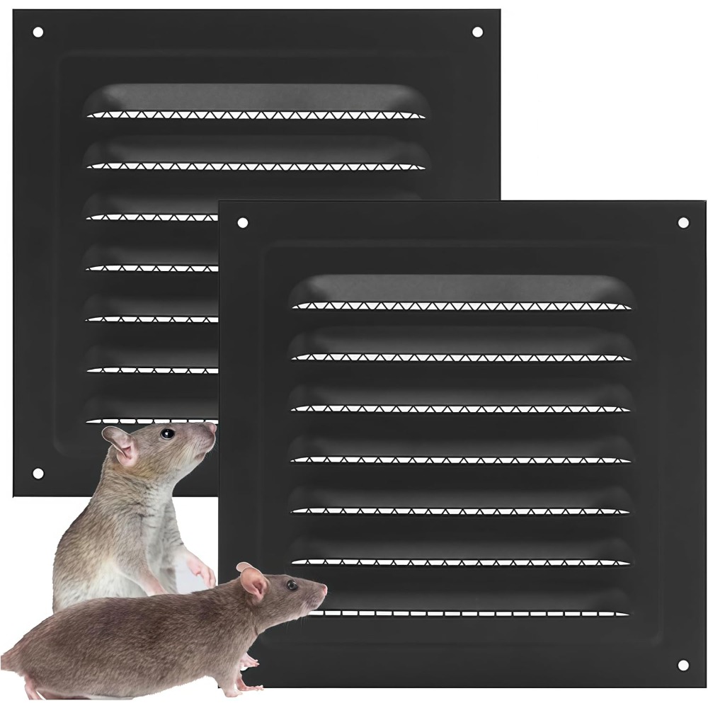 TEMU Black Vent Cover, 2pcs Set, Roof Vents, Double Slope Roof Vents, Wall Vents, Metal Shed Vents, Square Vents, Grille Vents With Built-in Insect