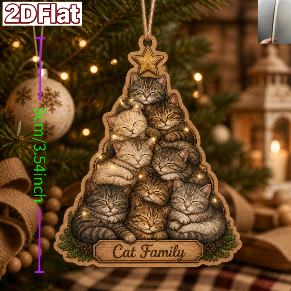 TEMU Decorazione per albero di Natale 2D piatta con famiglia di - Ricordo per gli dei