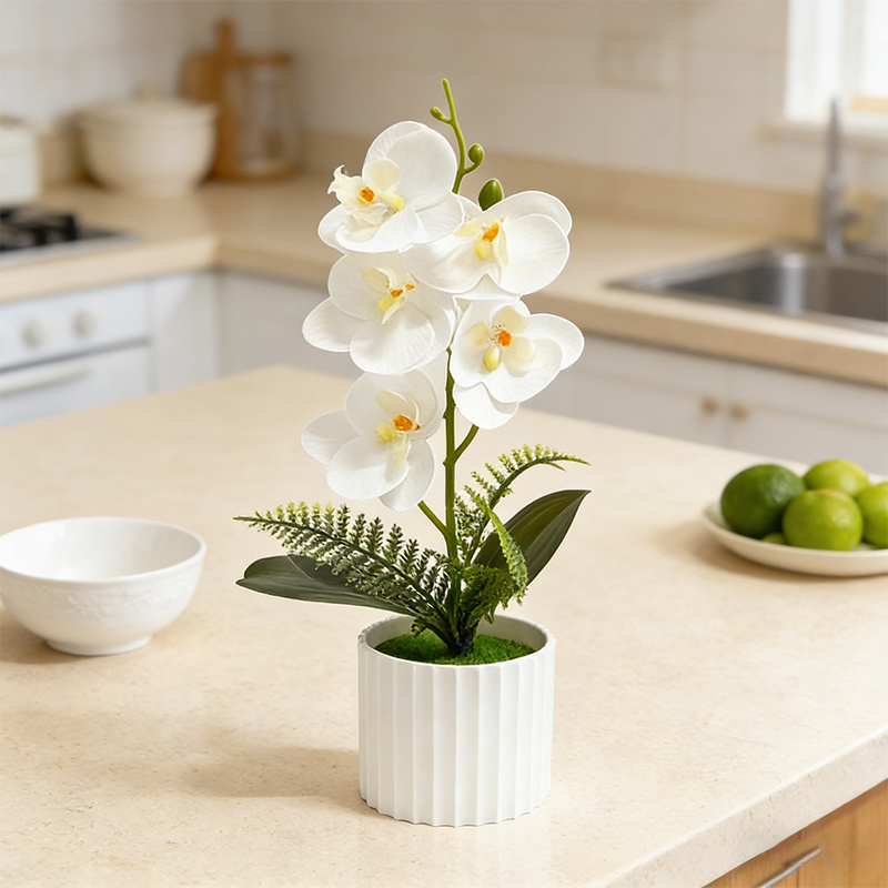 36CM Elegant and Beautiful Artificial Butterfly Orchid Potted Plant | Realistic and Unique Flowers, Includes Flowerpot, Suitable for Wedding and Engagement Decoration, Indoor Garden Center Decor, Bedroom, Study Desktop, Kitchen, Living Room Decor