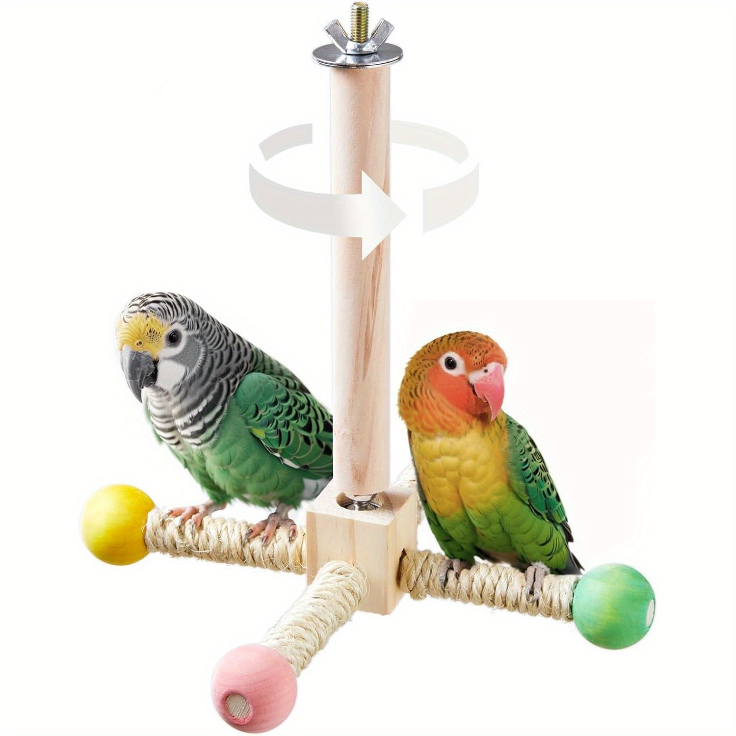 Luonfels Vogel-Sitzstangen Mit Leiter - 2 Stück, 24,1 Cm Durchmesser, Aus Naturholz Für Wellensittiche, Papageien & Nymphensittiche