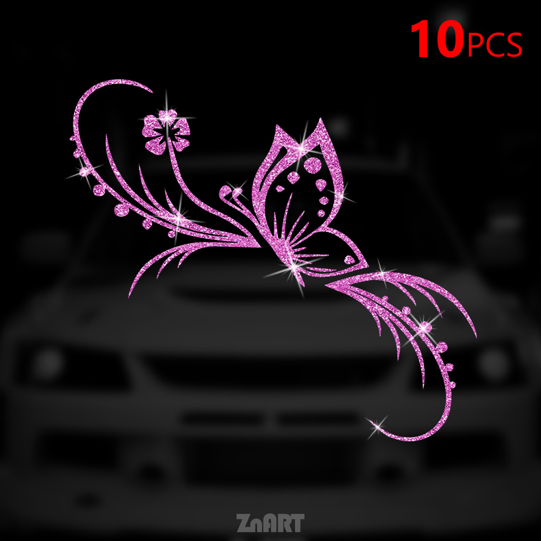 2/4/10pcs Flashing Vine Vinyl Decal, Glittering Self-adhesive Sticker For Cars Trucks Motorcycles Laptops, Removable Theme, Irregular Shape