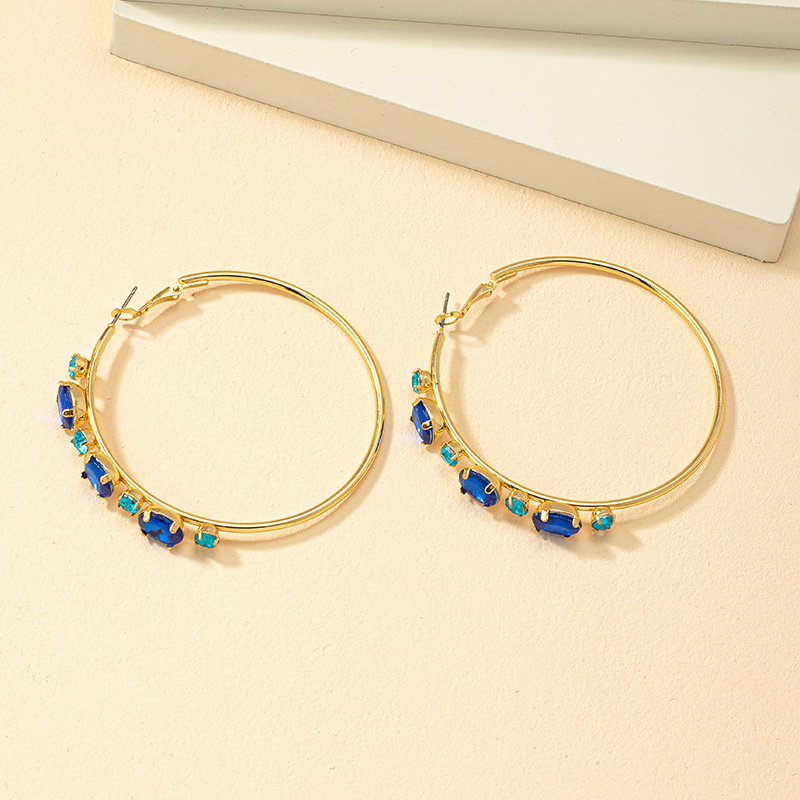 Women's Inlaid Colored Synthetic Zirconia Round Earrings